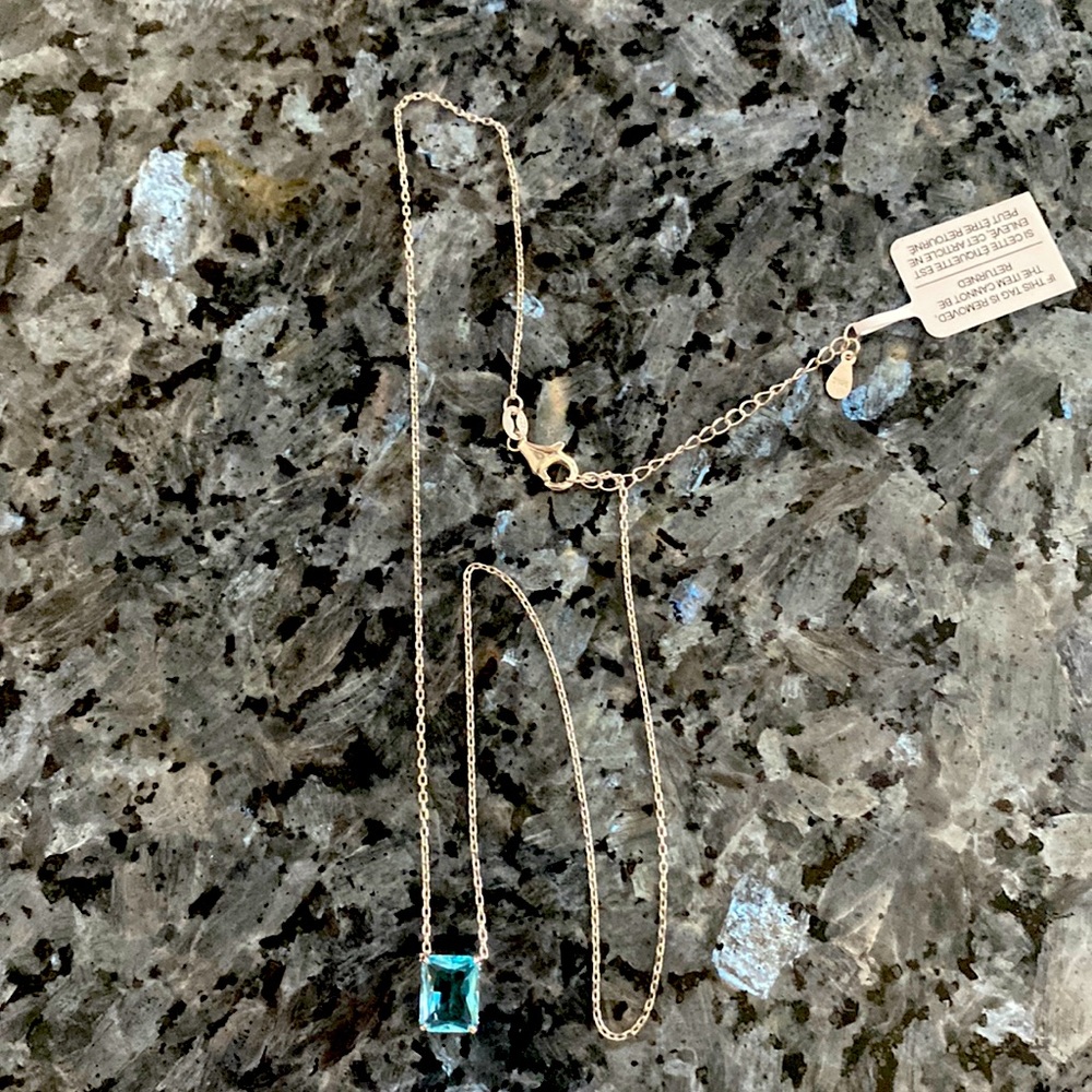 Necklace. New in box. Sterling sliver chain with Gem